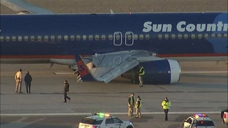 Rotura del tren de aterrizaje del Boeing 737 de Sun Country, uno de los accidentes aéreos de 2022