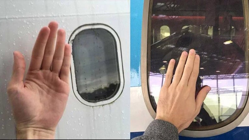 Diferencia entre la ventanilla del Concorde a la izquerda y de un Boeing 787 a la derecha